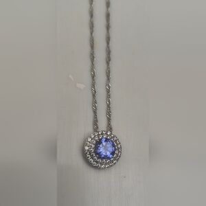 Elegant Silver and Purple Pendant Necklace